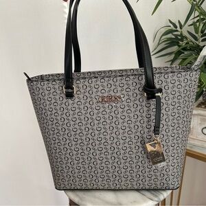 GUESS Black Monogram Tote Bag, shoulder bag , handbag